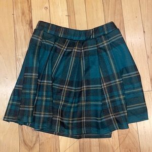 Green Plaid Mini Skirt